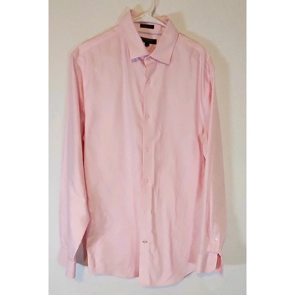 Banana Republic Grant Fit Pink Non-Iron Men's Dress Shirt L 16-16.5 34/35